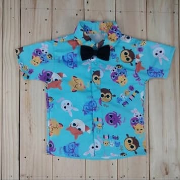 Camisa temática social, camisal infantil, roupa de festa camisa para festa de aniversário bolo fofo, Mundo Bita, Chefinho, Baby Shark