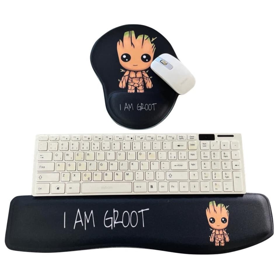 KIT Mouse pad e apoio de punho baby groot
