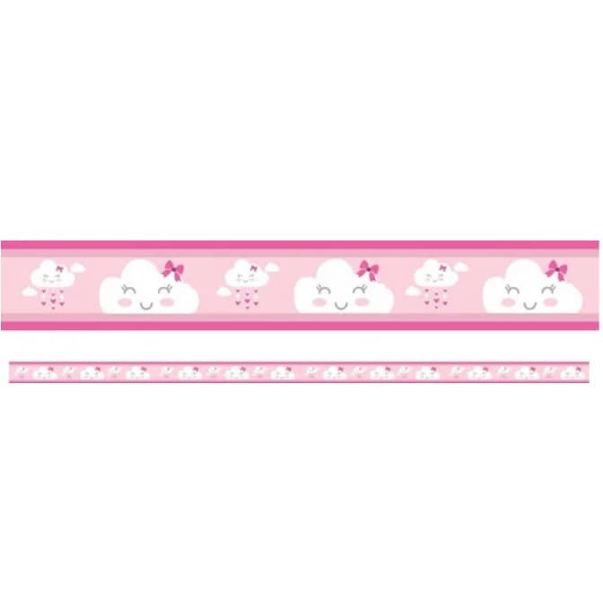 5 Metros faixas decorativas Infantil Papel De Parede Nuvens Rosa Branco Star = 85