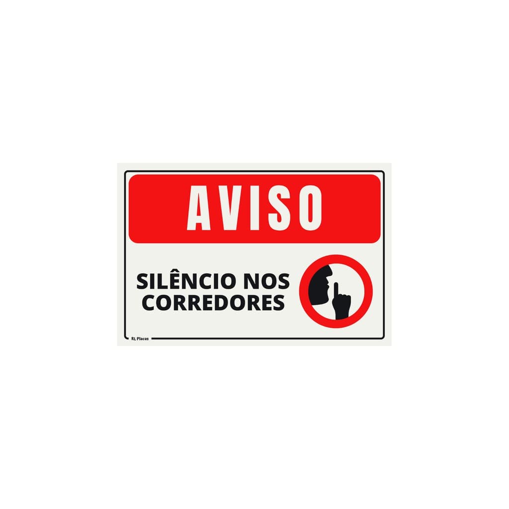 Placa Sinalização Aviso Silêncio Nos Corredores - Pictograma 20x15 Cm