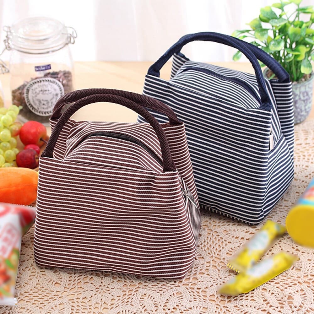 Bolsa Térmica Feminina Marmita Listrada Frasqueira - Diversas cores