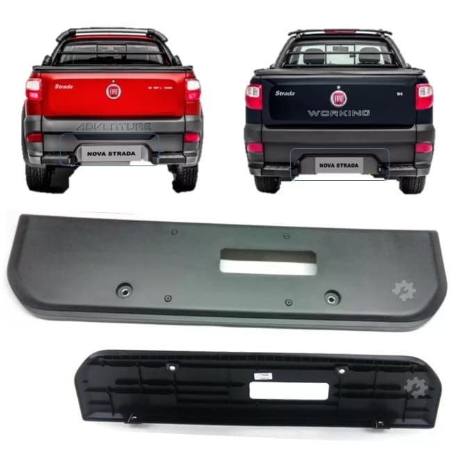 Suporte de Placa Traseira Fiat Strada Adventure Working Trekking 2008 a 2020 Moldura Base da Placa