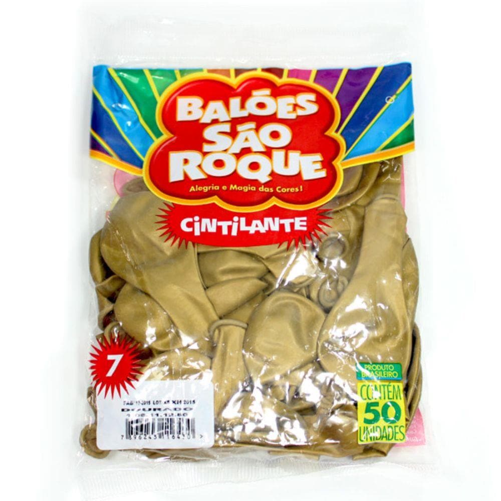 Balão São Roque Dourado ou Prata Numero 7 com 50 Unidades