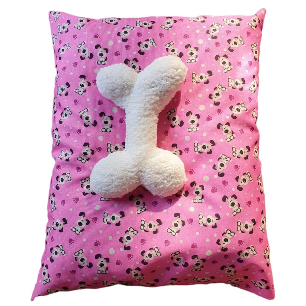 Kit Almofada Pet G 60X75 CM Com Almofada de Ossinho Para Cachorros E Gatos