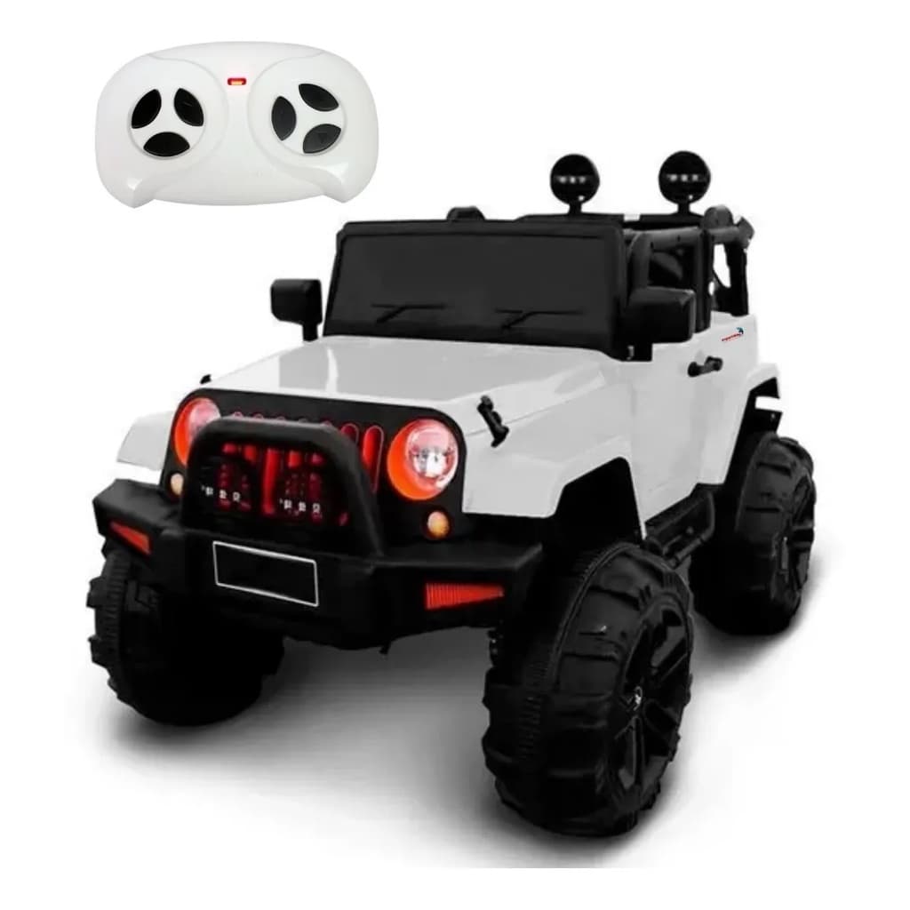 Mini Carro Elétrico Infantil Jipe Branco com Controle Remoto - Importway