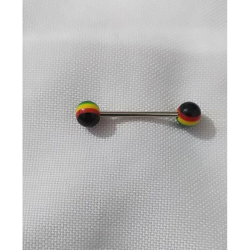 Piercing de Lingua Reggae Prata Orelha Cartilagem Aço Cirúrgico 1 unidade