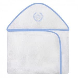 Toalha Com Capuz Bordada Realeza Coroa Azul Forrada Com Tecido Toalha Fralda 100% Algodão