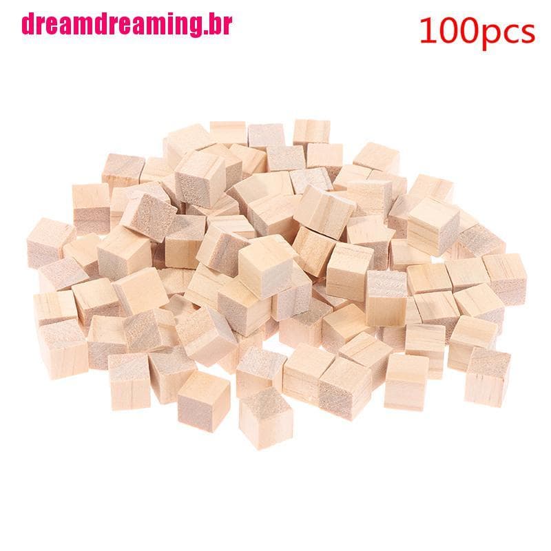 【 DDBR 】 100pcs Mini Cubos Sólidos Quadrados De Madeira Não Acabado Em Branco Para Trabalhos