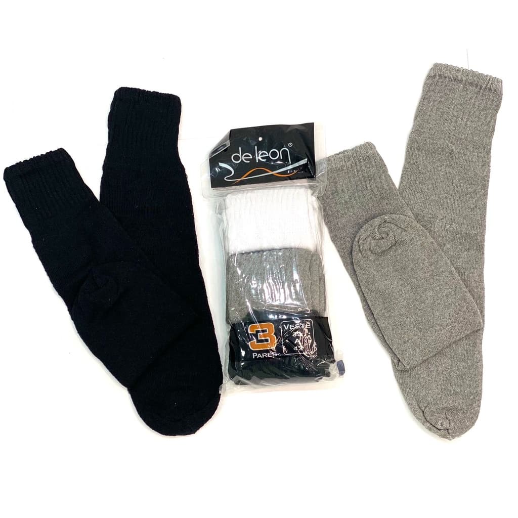 KIT 12 PARES MEIA de ALGODÃO DELEON Original CANO LONGO/ SOQUETE