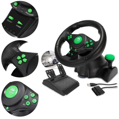 Volante De Vibração Gamer Pro Kp-5815a P/ Xbox360 Pc Ps2 Ps3