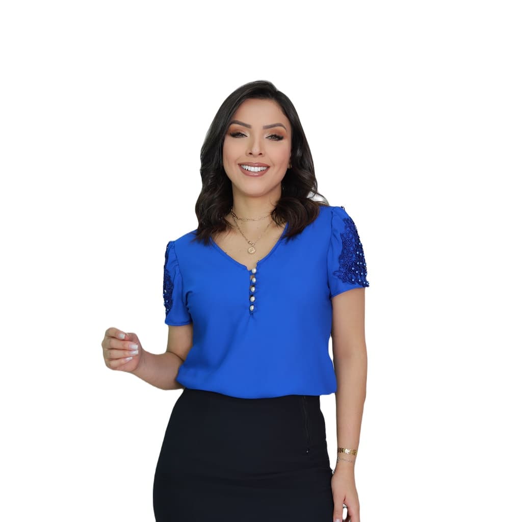 Blusa Feminina Manga Curta Moda Evangelica Linda Sku:b06