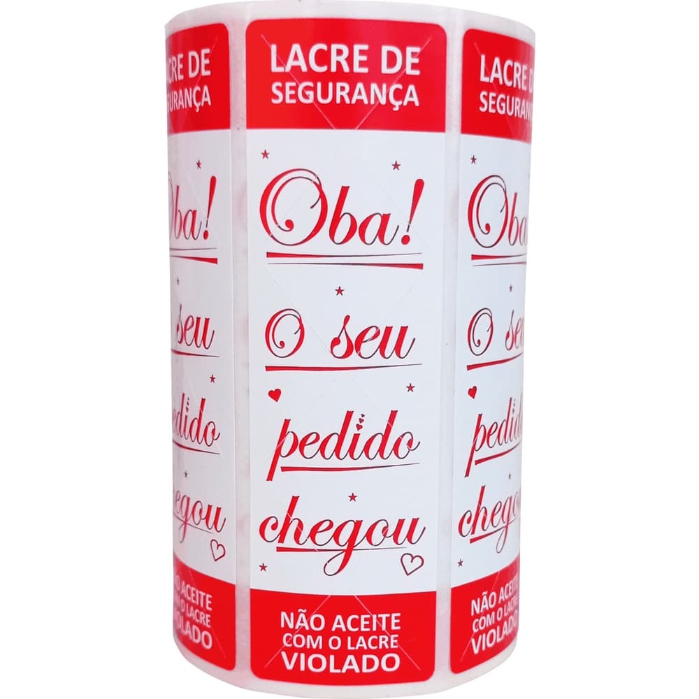 LACRE SEGURANÇA DELIVERY, 1.000 LACRES 10X3 Cm, OBA MEU PEDIDO CHEGOU, IFOOD, 99 FOOD, UBER EATS ...
