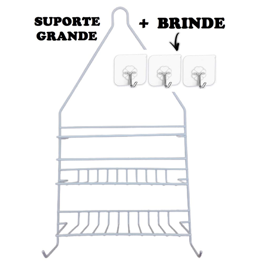 Suporte Shampoo Grande Banheiro Box Duplo Registro + Brinde