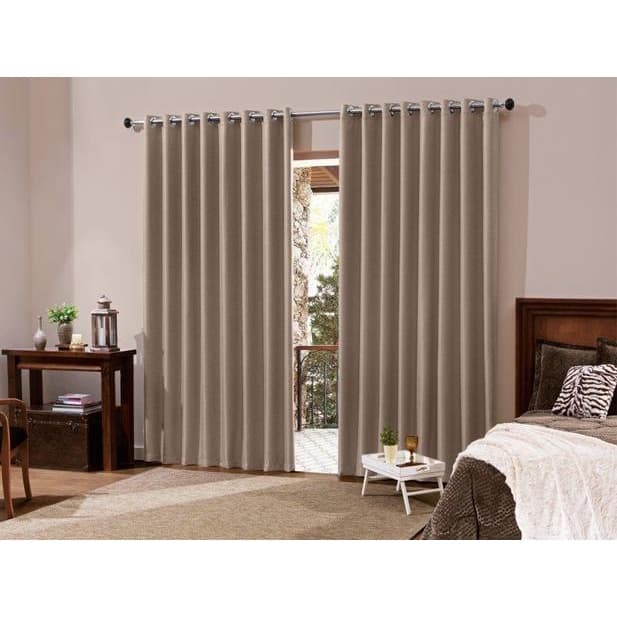 Cortina Roma 3,00x2,20 Para Quarto e Sala Liso Bege