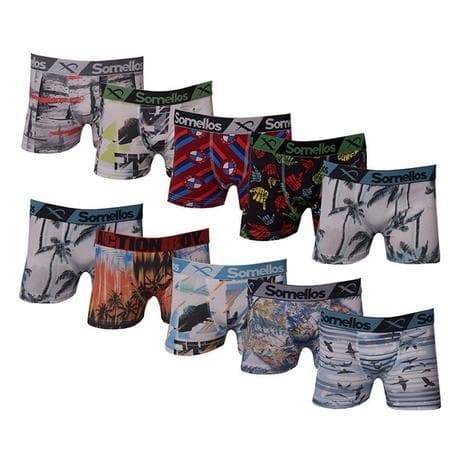 Kit 10 Cuecas Boxer em Microfibra Estampado Infantil