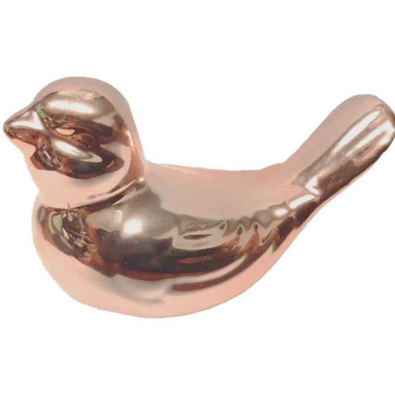 Enfeite Passarinho Metalizado Porcelana Pequeno Bibel么 Decora莽茫o Moderna Luxo Rose