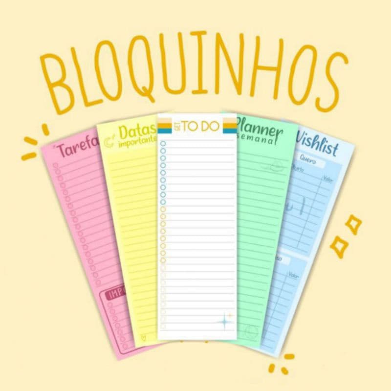 Bloco de anotação - Lista de compras - Planner semanal
