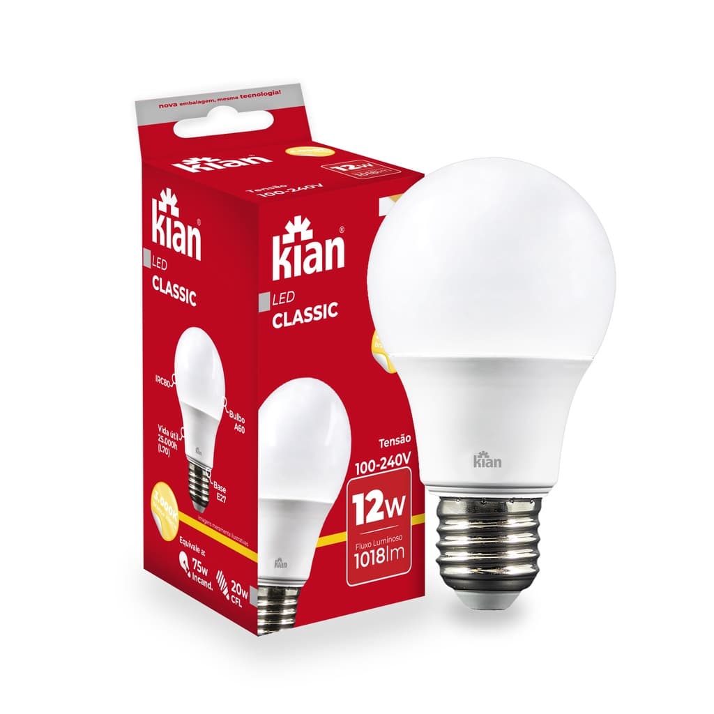 Kit 10 Lâmpadas Led 12w Kian Bulbo E27 Smd Bivolt