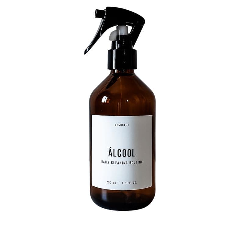 FRASCO AMBAR VIDRO 250ml ALCOOL BEMHAUS