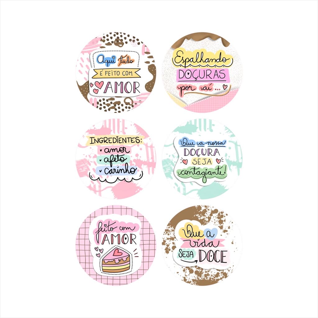 120 Adesivos Confeitaria 3cm x 3cm Papel Fotográfico Cortados No Formato