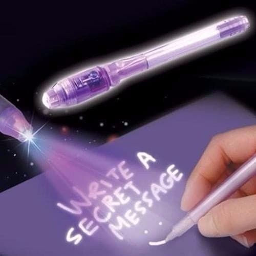 Caneta Mágica Com Tinta Invisível E Luz Uv - Colorida