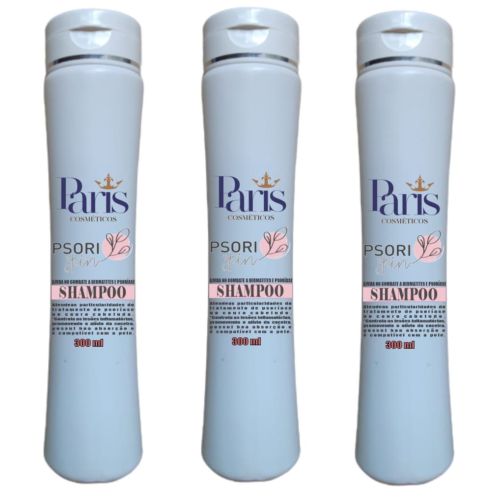 Kit com 03 Psoríase Shampoo para Tratamento 300 ml Cód:001