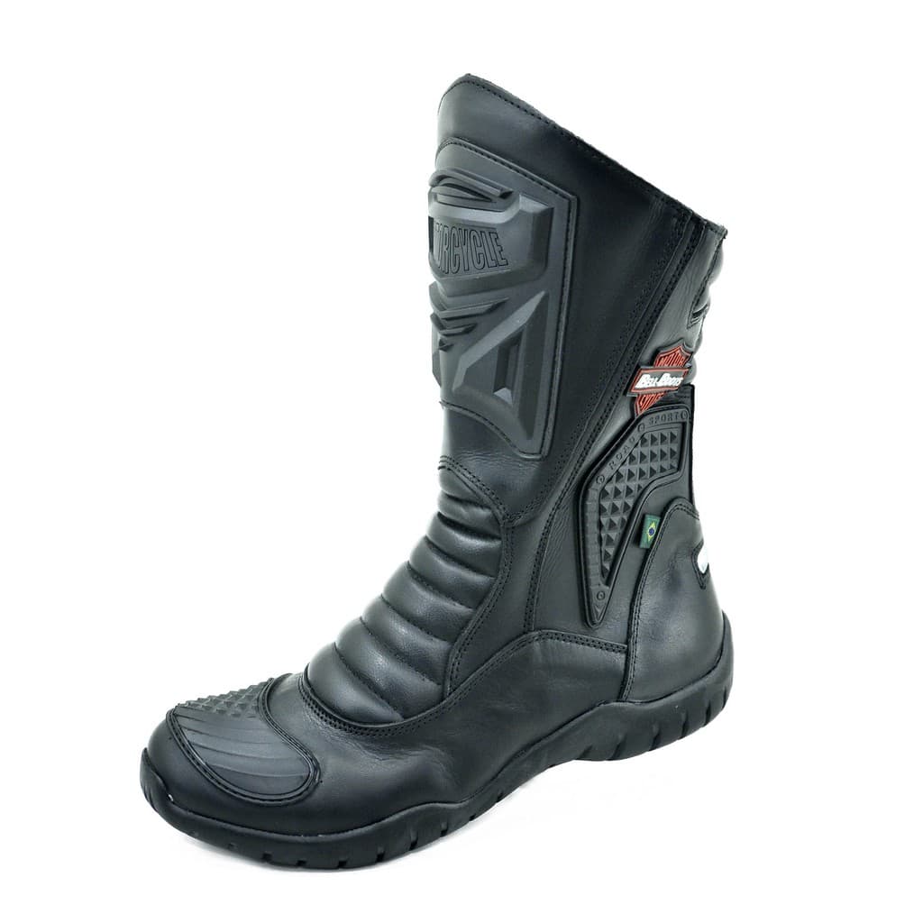 Bota Motociclista Cano Longo Couro Impermeável Motoqueiro Motoboy Confortável