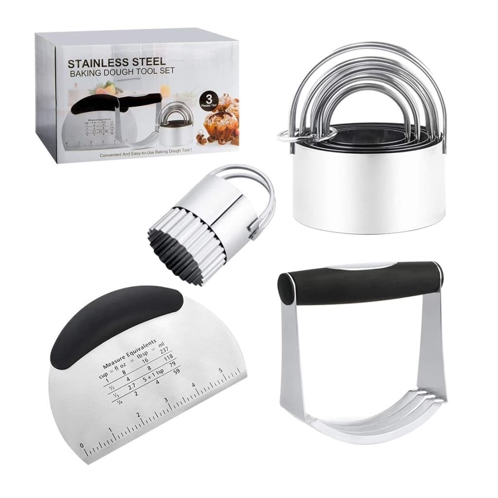 Kit Confeiteiro Profissional de Inox c/ Formas de Biscoitos Pizza Torta Massa Bolos Doces Espátula