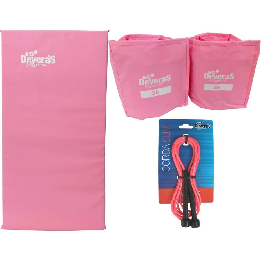 kit caneleira peso 3 kg peso perna + colchonete de academia + Corda de pular