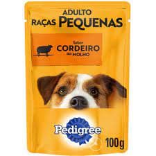 petiscos cães sachê pedigree cachorro 100g.