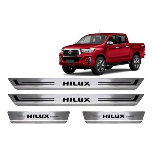 Jogo Soleira Aço Inox Escovado Toyota Hilux - Todos