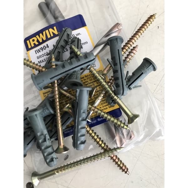 kit de 1 broca de videa de 6mmcom 10 parafusos com buchas de 6mm