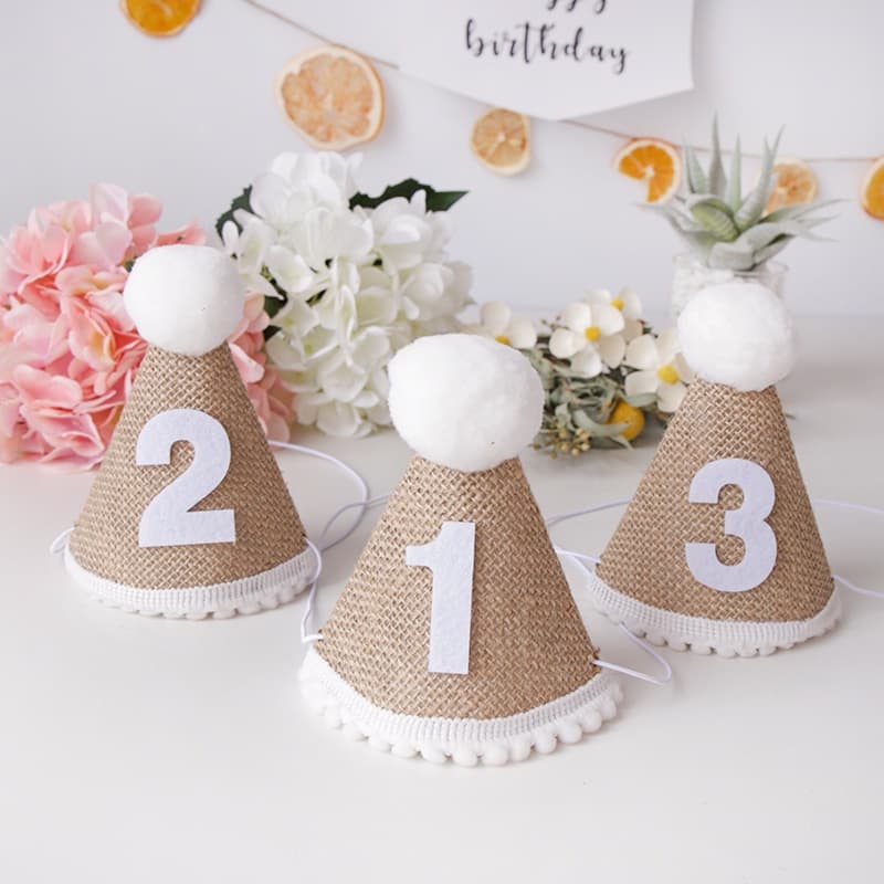 1st Serapilheira Primeiro Aniversário Chapéu Da Festa De 1th 2th 3th Anos Crianças Bebê Chuveiro Cabeça Decorações