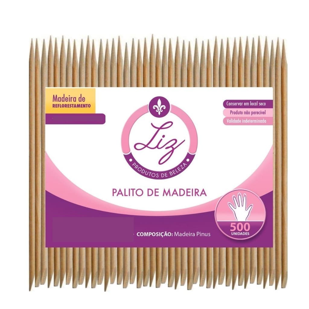 500 Palitos madeira Manicure ponta e chanfro Liz Produtos de beleza
