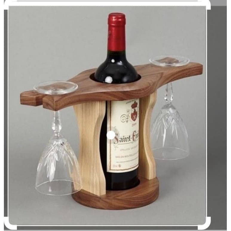 Adega de mesa com suporte para taças