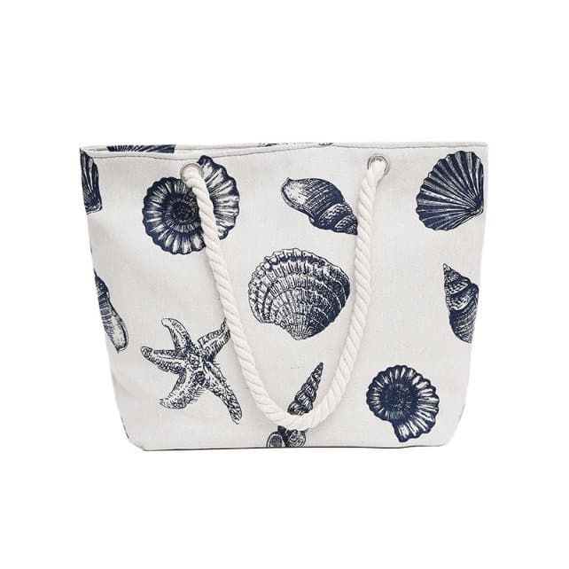 Bolsa De Lona Praia Estampada Conha Corda conhas