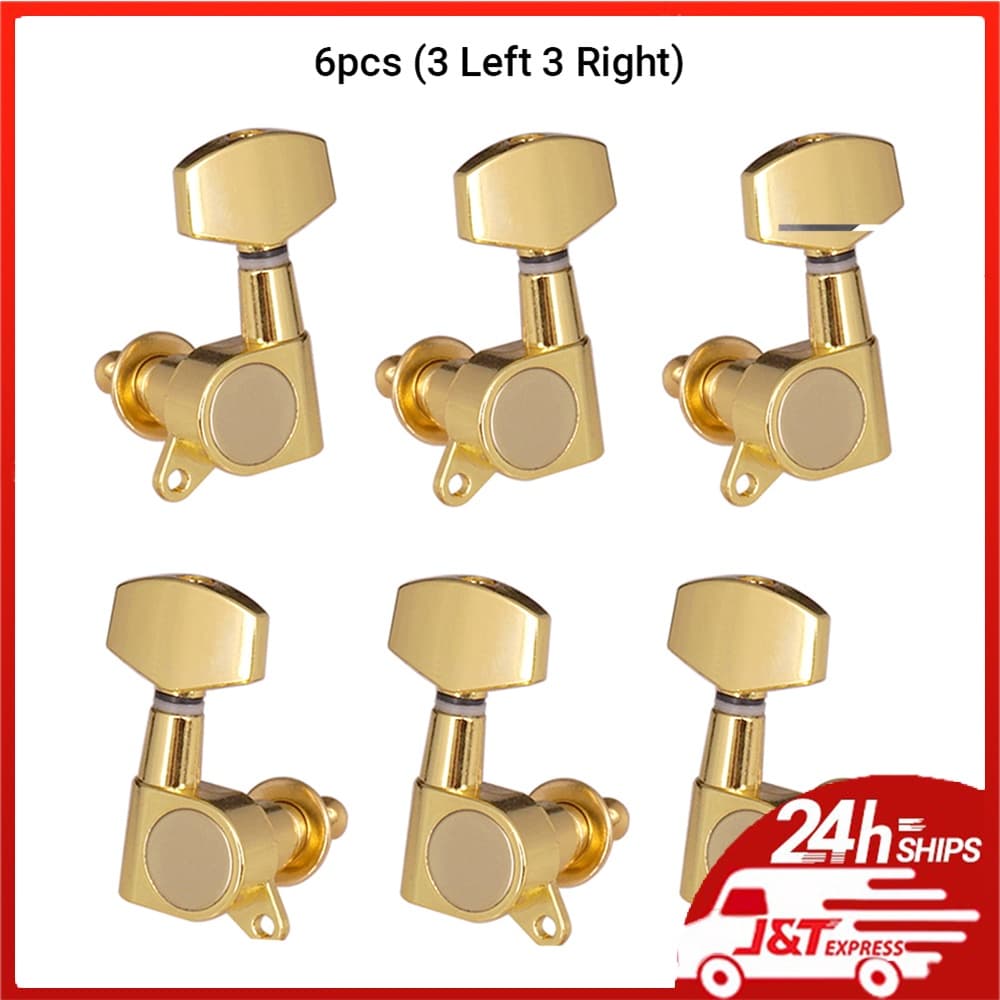 (Promoção) 6 Pcs Selado Corda Guitarra Pegs Locking Tuners 3l3r Tuning Pegs Corda Afintores Guitarra Acústico Elétrico Tuner Máquina Cabeças Puxadores 3 Esquerda 3 Direita