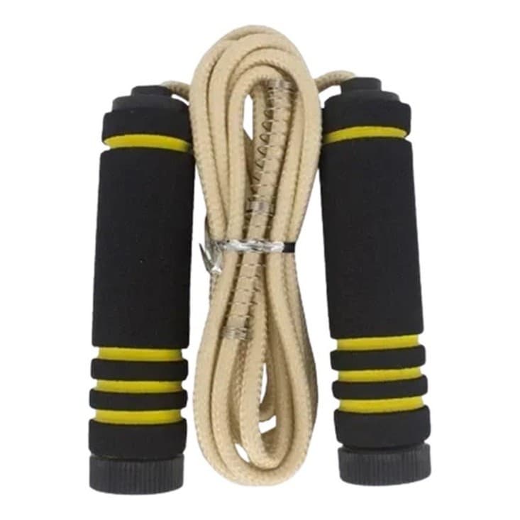 Corda De Pular Ajustável Exercício Funcional Crossfit Academia Com Rolamento Amarelo