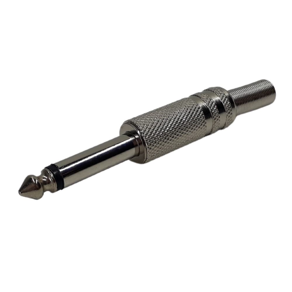 Conector Plug P10 Mono Metálico IT Blue LE-5525 com Rabicho Áudio Profissional Instrumentos Som