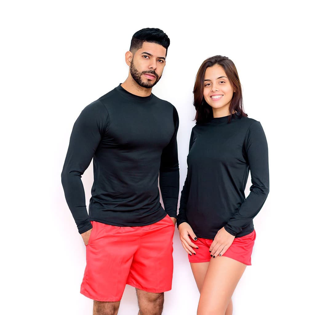 Camisa Térmica Masculina Feminina Proteção Uv 50 Unissex Preta