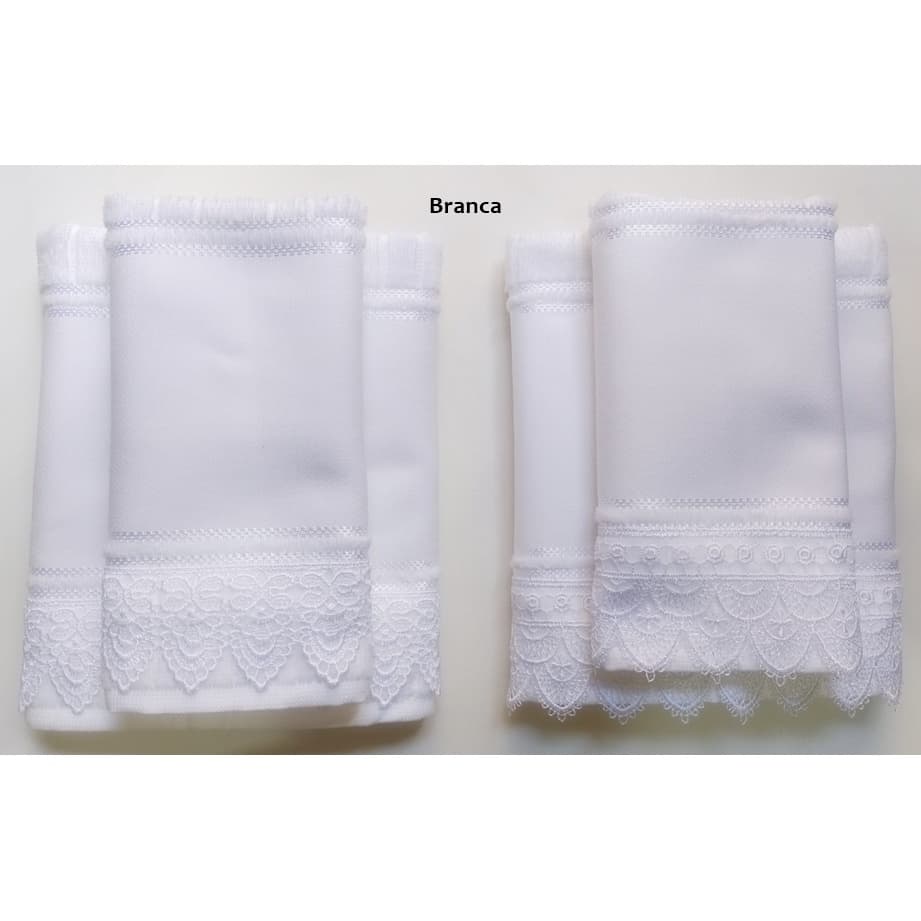 Kit 2 Toalhas (rosto + lavabo) com Guipir para Pintura - Linha Artesanalle - Marca Dohler
