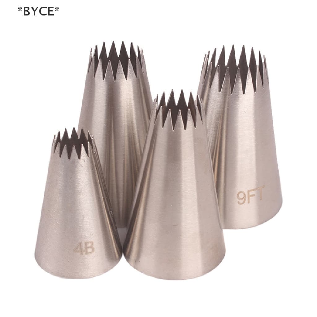 [[BYCE]] 4PCs Large Icing Piping Nozzles Cake Baking Cookie Cupcake Piping Nozzle Decor [Hot Sell]