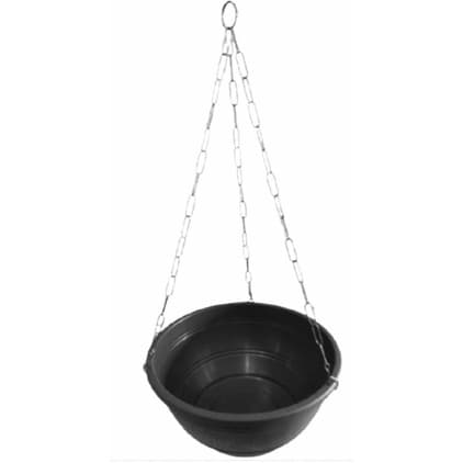 kit 2 Vasos para plantas pendentes, grande 31cm, 6,6litros, preto c/ corrente grossa 60cm