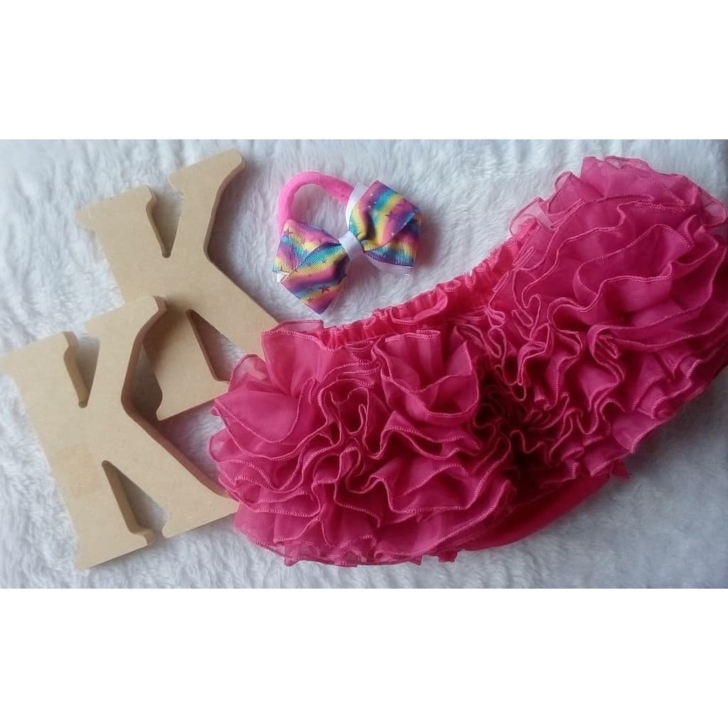 Kit calcinha bebê bunda rica luxo com faixa de cabelo.