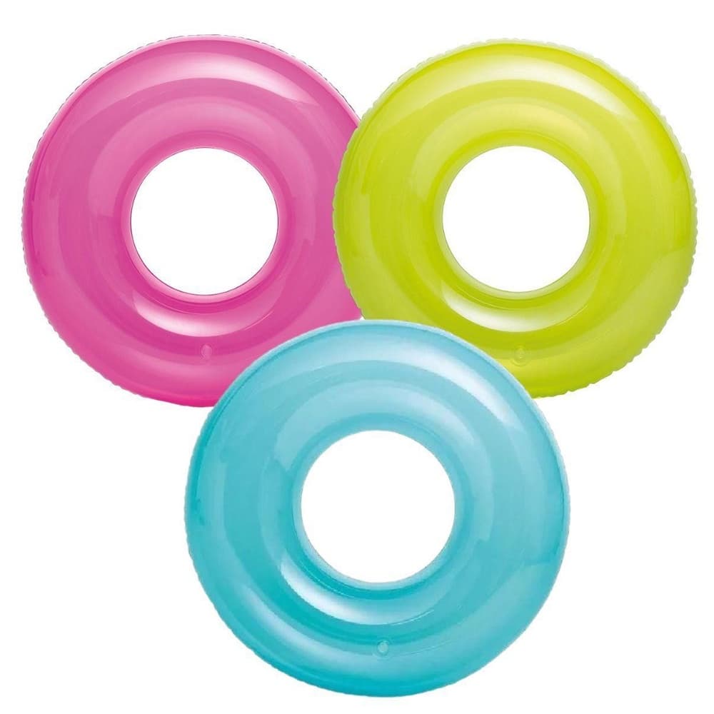 Boia Inflável para piscina Fluorescente neon Boia Divertida Redonda 76cm Intex 59260