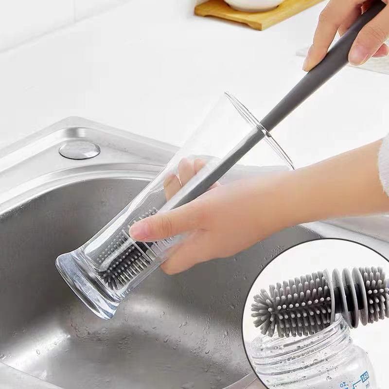 Escova De Lavar Garrafa Mamadeira Copo Taça Silicone promoção