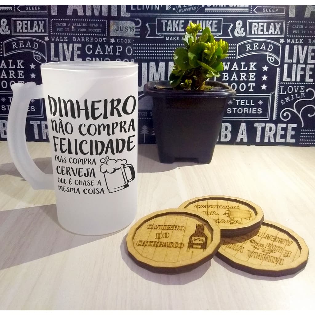 Caneca Chopp Frases - Caneca Cerveja Personalizada - Caneca de vidro Jateado