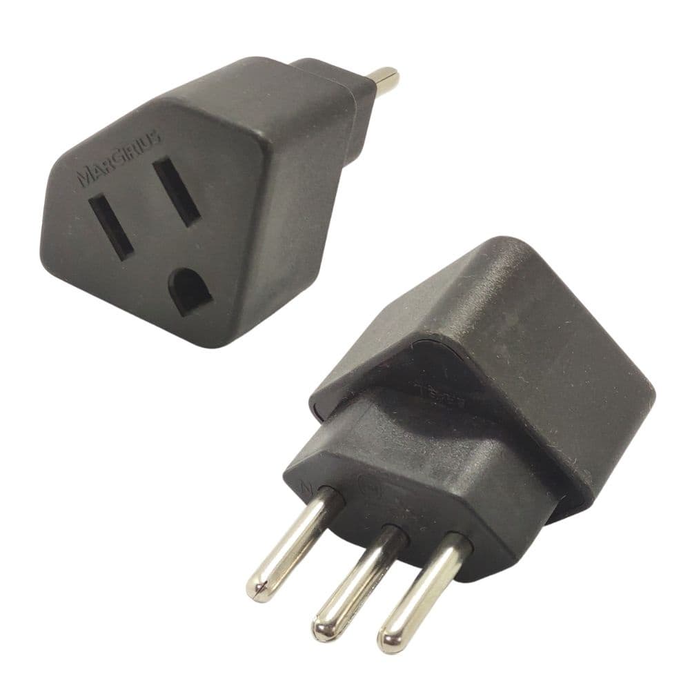 Adaptador para Tomada 2 Pinos Retos + Terra x 3 Pinos Padrão Novo Margirius