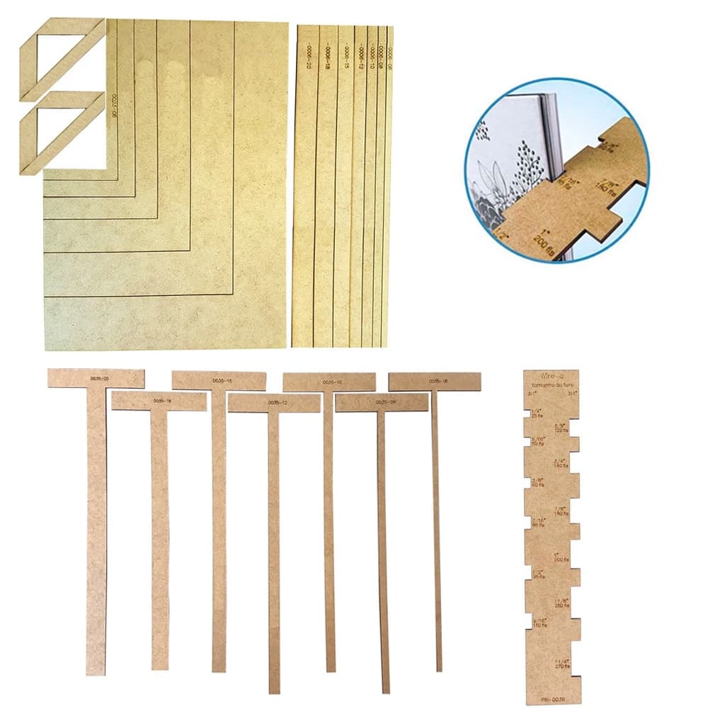 Kit Gabarito Regua Fio Cabelo Esquadros T Cartonagem Wire O Mdf