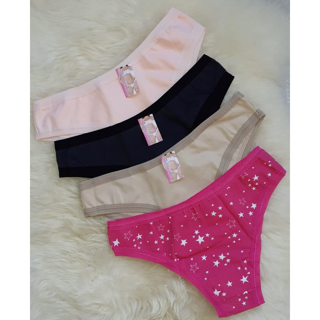 Queima de Estoque! KIT 5 PEÇAS - Calcinha Elástico aberto tanga conforto Algodão/Cotton